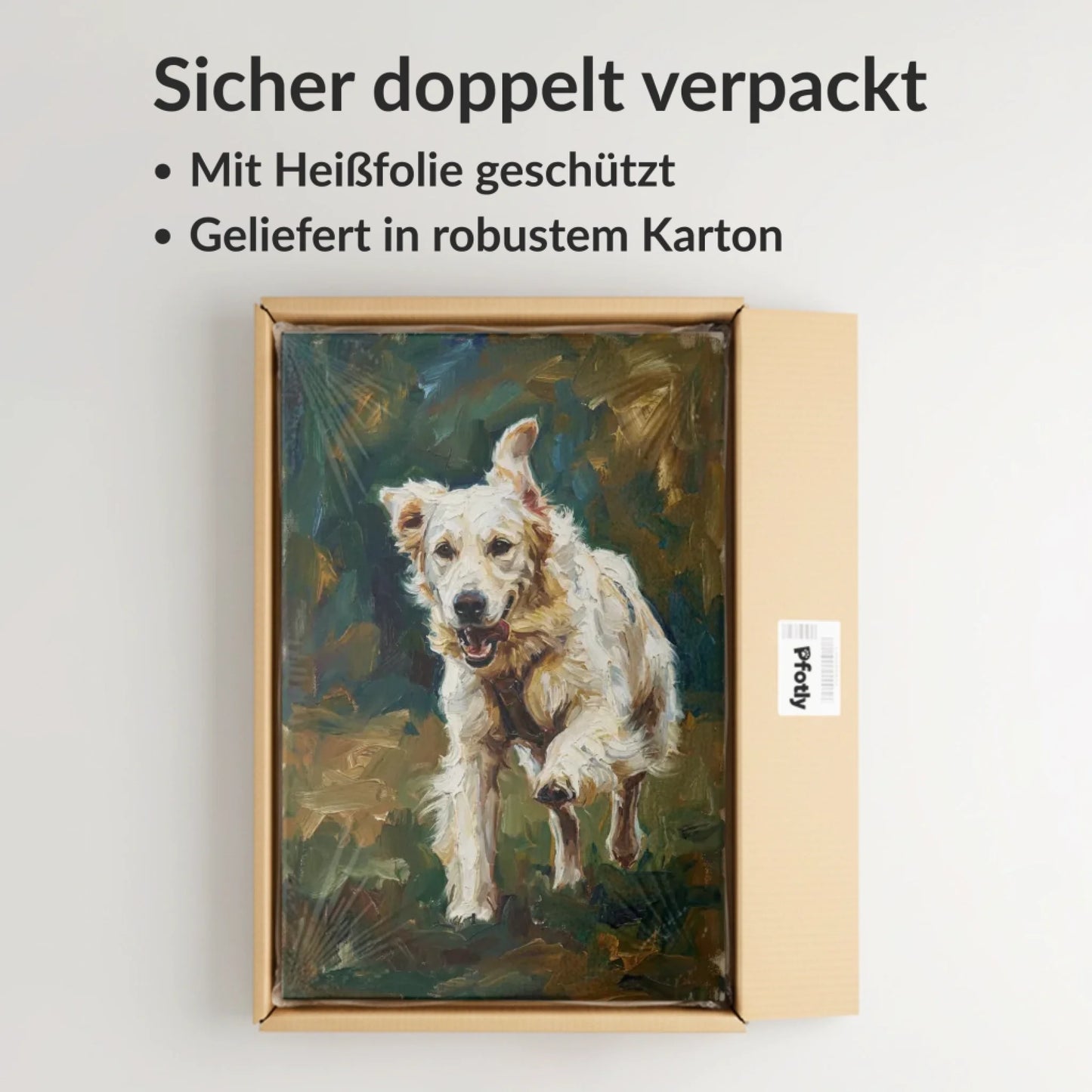 Jede Leinwand wird sorgfältig doppelt verpackt und mit Heißfolie geschützt – maximale Sicherheit für Ihr Kunstwerk. (1)