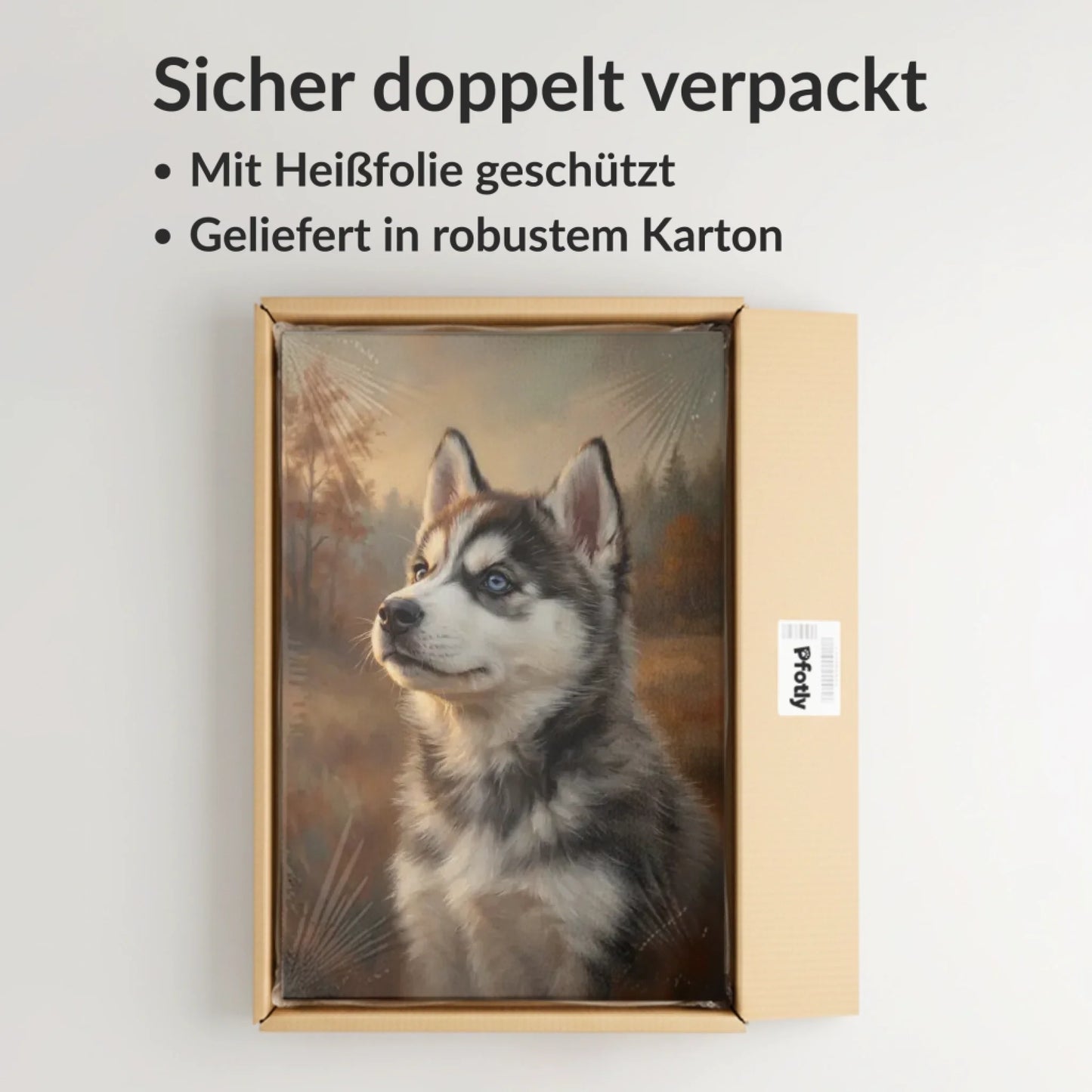 Jede Leinwand wird sorgfältig doppelt verpackt und mit Heißfolie geschützt – maximale Sicherheit für Ihr Kunstwerk. (1)