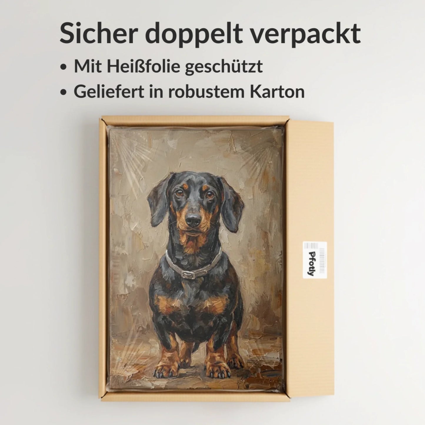 Jede Leinwand wird sorgfältig doppelt verpackt und mit Heißfolie geschützt – maximale Sicherheit für Ihr Kunstwerk. (1)