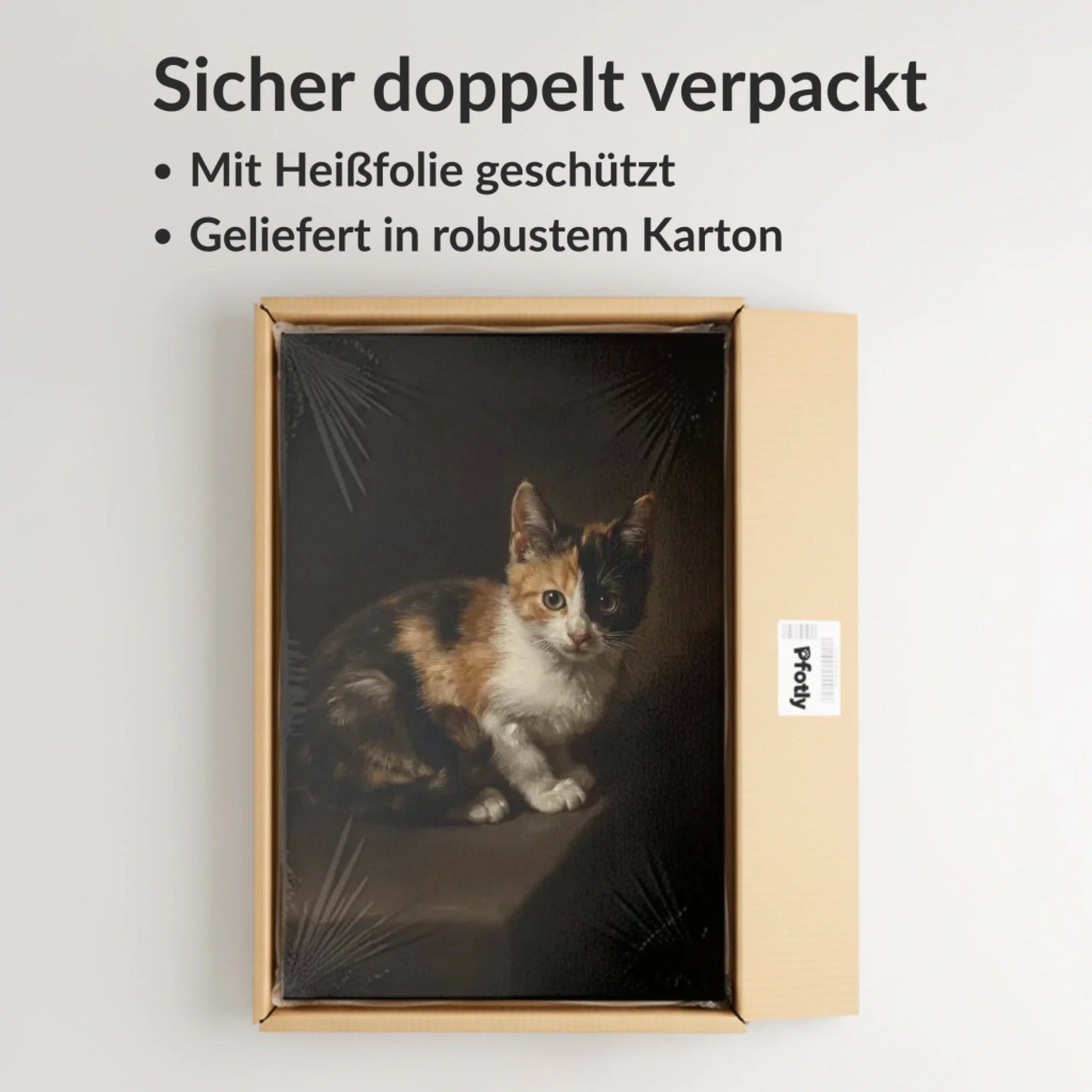Jede Leinwand wird sorgfältig doppelt verpackt und mit Heißfolie geschützt – maximale Sicherheit für Ihr Kunstwerk. (1)